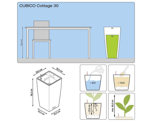 Розумний вазон Lechuza Cubico Cottage 30 Світло-сірий