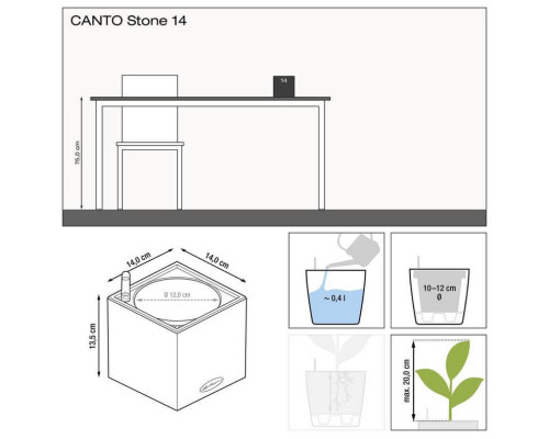 Умный вазон (кашпо и горшок) Lechuza Canto Stone 14 Серый для цветов и растений