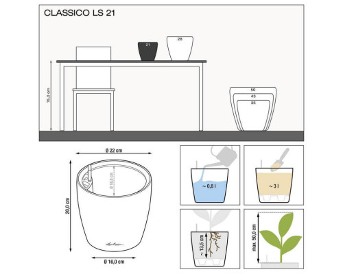 Умный вазон (кашпо и горшок) Lechuza Classico LS 21 Эспрессо для цветов и растений