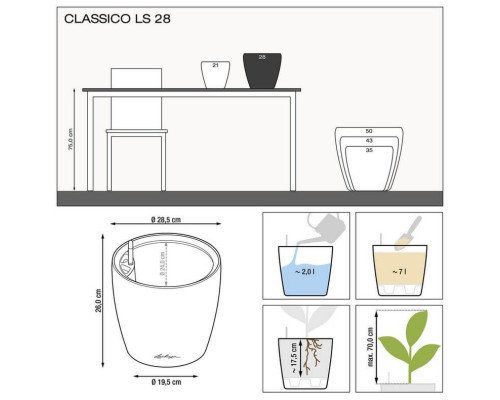 Умный вазон (кашпо и горшок) Lechuza Classico LS 28 Эспрессо для цветов и растений