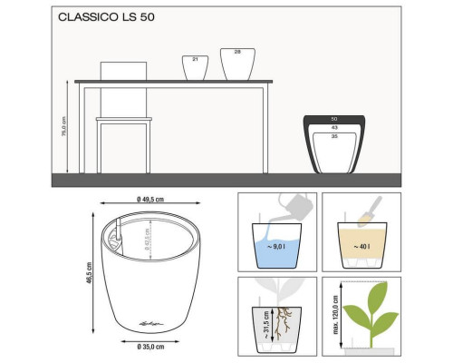 Умный вазон (кашпо и горшок) Lechuza Classico LS 50 Эспрессо для цветов и растений