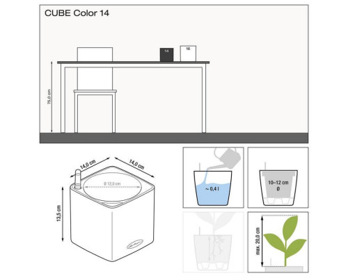 Умный вазон (кашпо и горшок) Lechuza Cube Color 14 Зеленый для цветов и растений