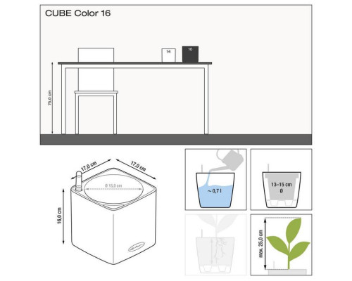 Умный вазон (кашпо и горшок) Lechuza Cube Color 16 Зеленый для цветов и растений