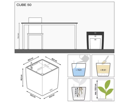 Умный вазон (кашпо и горшок) Lechuza Cube Premium 50 Белый для цветов и растений