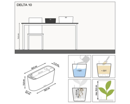 Умный вазон (кашпо и горшок) Lechuza Delta 10 Белый для цветов и растений