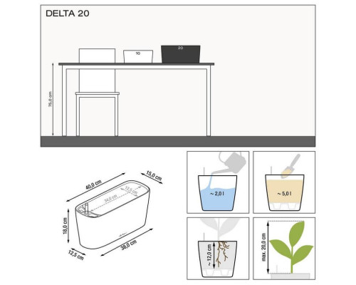 Умный вазон (кашпо и горшок) Lechuza Delta 20 Белый для цветов и растений