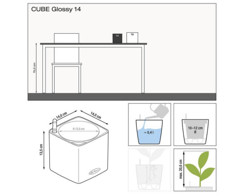 Умный вазон (кашпо и горшок) Lechuza Cube Glossy 14 Красный для цветов и растений