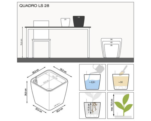 Умный вазон (кашпо и горшок) Lechuza Quadro LS 28 Серо-коричневый для цветов и растений