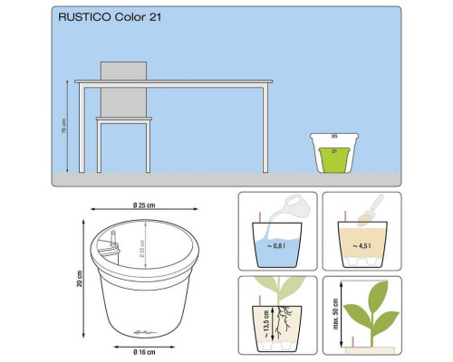 Умный вазон (кашпо и горшок) Lechuza Rustico Color 21 Графитовый черный для цветов и растений