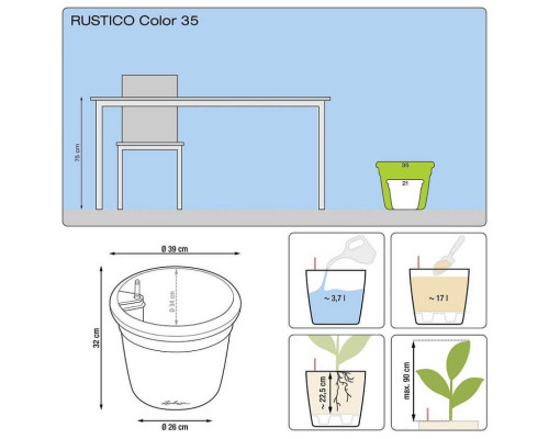 Умный вазон (кашпо и горшок) Lechuza Rustico Color 35 Серый камень для цветов и растений