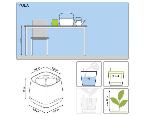 Умный вазон (кашпо и горшок) Кашпо Lechuza Yula Белый с серым для цветов и растений