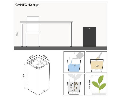 Умный вазон (кашпо и горшок) Lechuza Canto Premium 40 high антрацитовый для цветов и растений