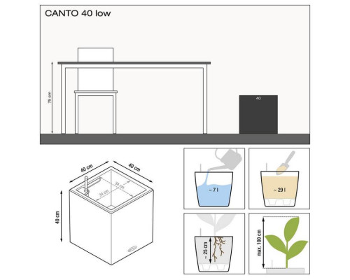 Умный вазон (кашпо и горшок) Lechuza Canto Premium 40 low белый для цветов и растений